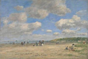 The Beach at Tourgeville-les-Sablons Artwork by Eugène-Louis Boudin