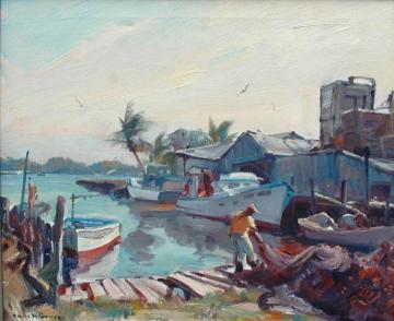 Mending the Nets Artwork by Emile Gruppe