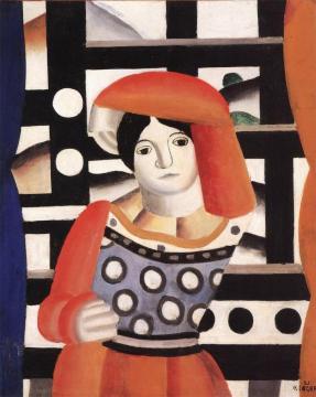Woman in front of a Landscape Artwork by Fernand Léger