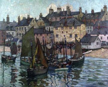 Landing Fish, St. Ives, Cornwall, England Artwork by Richard Haley Lever