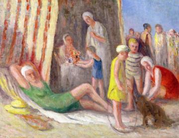 On the Beach at Treport Artwork by Maximilien Luce