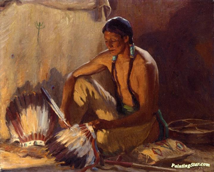 The War Bonnet Maker Artwork by Joseph Henry Sharp