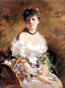 Lady With Flowers Artwork by Giovanni Boldini