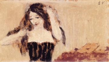 Girl Fixing Her Hair Artwork by Edouard Vuillard