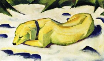 Dog Lying in the Snow Artwork by Franz Marc