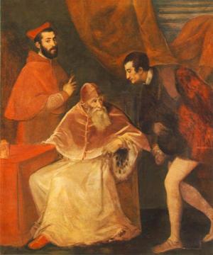 Pope Paul III and his Cousins Alessandro and Ottavio Farnese Artwork by Titian