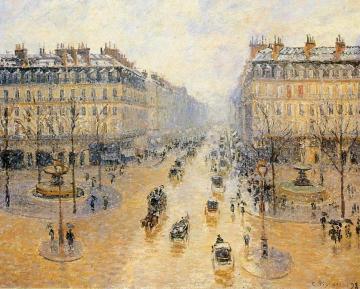 Avenue de l'Opera: Snow Effect Artwork by Camille Pissarro