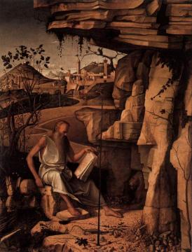 St Jerome Reading in the Countryside Artwork by Giovanni Bellini
