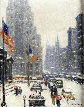 The Library, Winter Artwork by Guy Wiggins