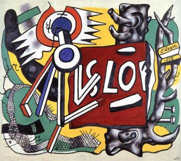 Tree Trunk on a Yellow Background Artwork by Fernand Léger