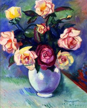 Bouquet of Roses in a White Vase Artwork by Henri Manguin