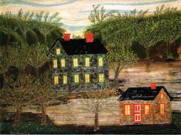 Houses By A Stream, Lambertville Artwork by Joseph Pickett