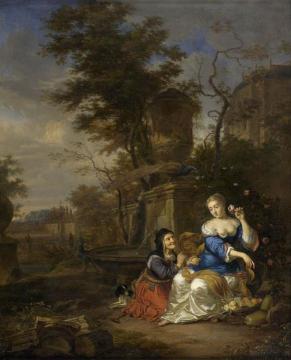 Vertumnus and Pomona Artwork by Caspar Netscher