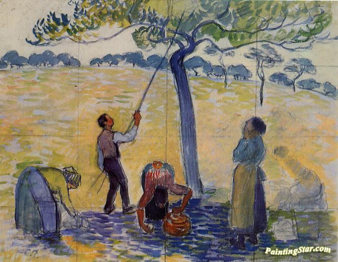 Picking Apples Artwork by Camille Pissarro