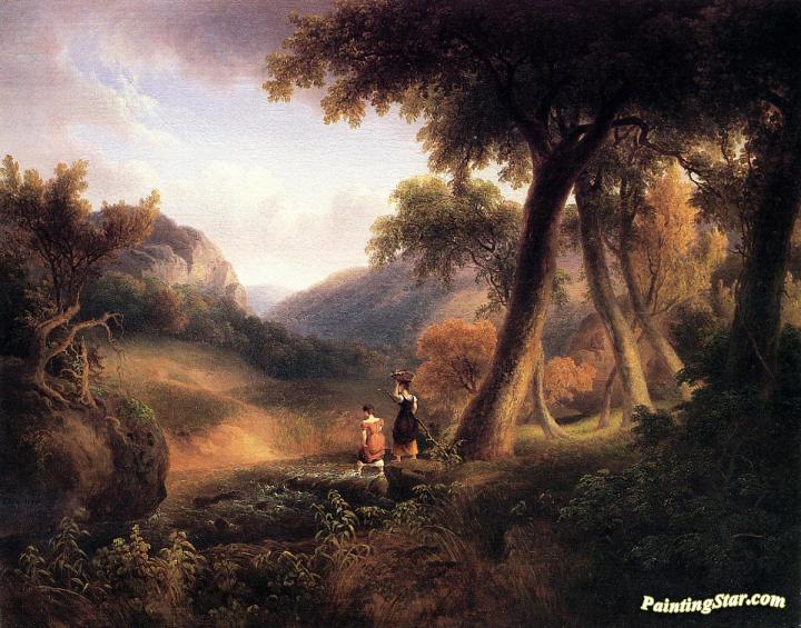 Girls Crossing the Brook Artwork by Thomas Doughty