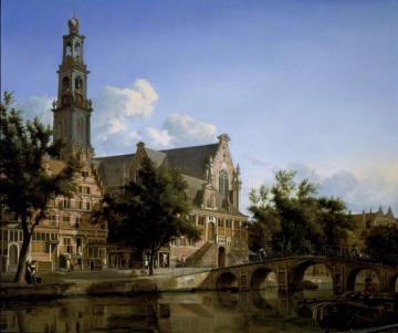 A View of the Keizersgracht and the Westerkerk in Amsterdam Artwork by Jan van der Heyden
