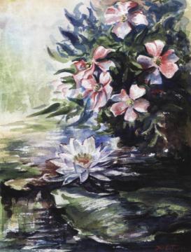 Wild Roses and Waerlily Artwork by John La Farge