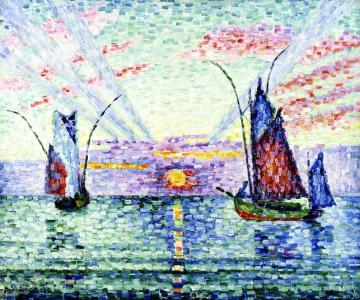 Tuna Fishing Boats, Sunset, Groix Artwork by Paul Signac