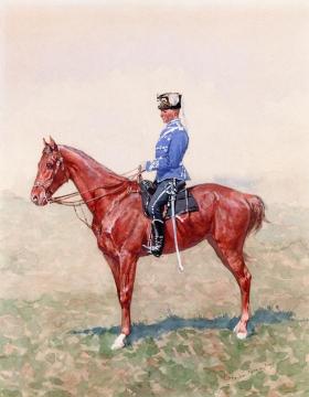 Prussian Calvary Officer on Horseback Artwork by Frederic Remington