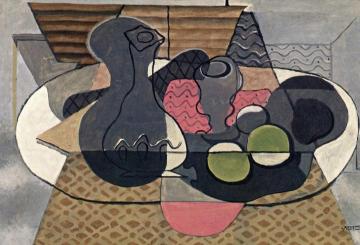 Carafe, Glass and Fruit Artwork by Georges Braque