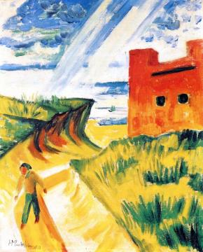 The Red House Artwork by Hermann Max Pechstein