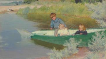 Children Fishing Artwork by Charles Courtney Curran