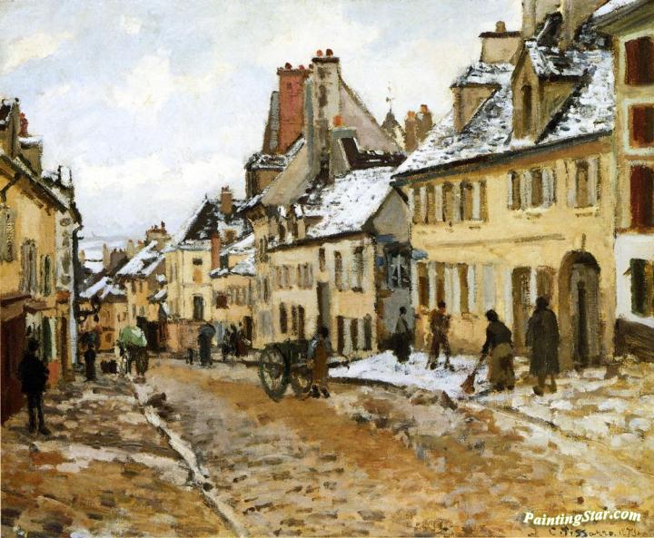 Pontoise, the Road to Gisors in Winter Artwork by Camille Pissarro