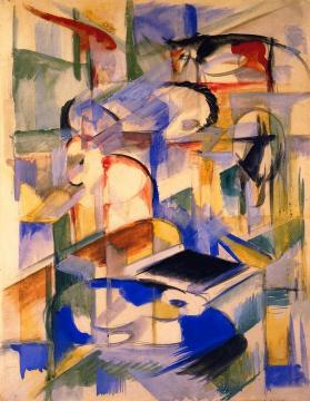 Composition of Animals Artwork by Franz Marc