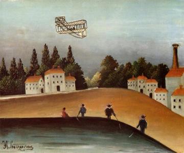 The Fishermen and the Biplane Artwork by Henri Rousseau