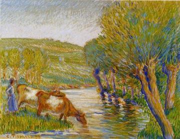 La Riviere aux Saules, Eragny Artwork by Camille Pissarro