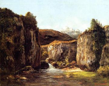 Landscape: The Source among the Rocks of the Doubs Artwork by Gustave Courbet