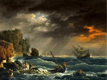 A Mediterranean Coastal Scene With A Shipwreck Artwork by Claude-Joseph Vernet