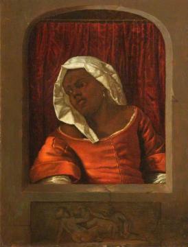 Head of a Negress in a Simulated Opening Artwork by Gabriel Metsu