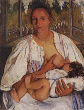 Nurse with baby Artwork by Zinaida Serebriakova