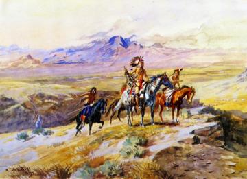 Indians Scouting A Wagon Train Artwork by Charles Marion Russell
