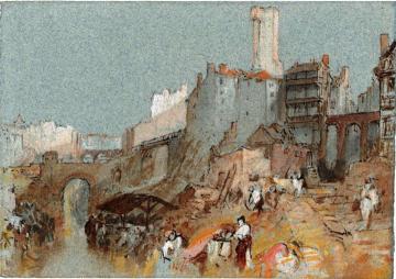 Nantes, The Banks of the River Erdre and the Pont Sauvetot Artwork by Joseph Mallord William Turner