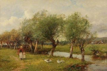 Feeding the Geese Artwork by David Bates