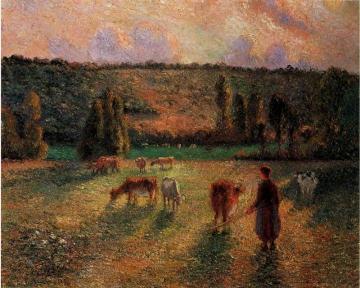 Cowherd at Eragny Artwork by Camille Pissarro