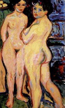 Nudes Standing by a Stove Artwork by Ernst Ludwig Kirchner