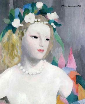 Woman with Necklace Artwork by Marie Laurencin