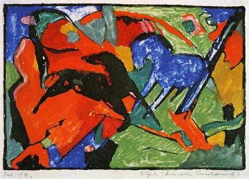 Two Horses Artwork by Franz Marc