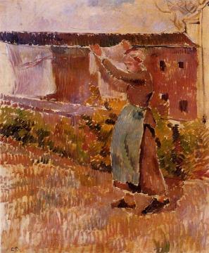 Women Tending the Laundry (study) Artwork by Camille Pissarro