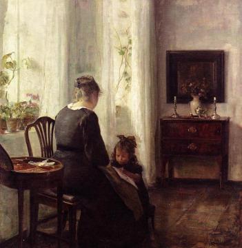 Mother and Child by a window Artwork by Carl Vilhelm Holsoe