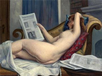 Nude Woman Reading A Paper Artwork by Leon Kroll
