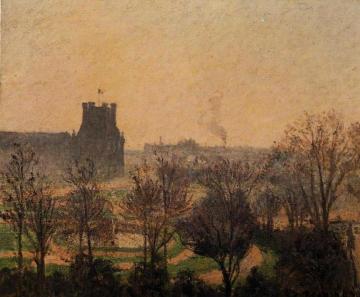 Garden of the Louvre: Fog Effect Artwork by Camille Pissarro