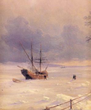 Frozen Bosphorus Under Snow (detail) Artwork by Ivan Constantinovich Aivazovsky