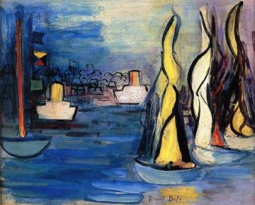 Sailboats in the Port of Deauville Artwork by Raoul Dufy