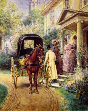 Portrait of Mrs. Lydig and Her Daughter Artwork by Edward Lamson Henry