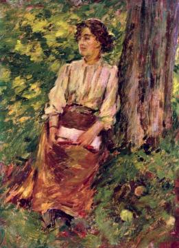A Girl Reading Artwork by Theodore Robinson