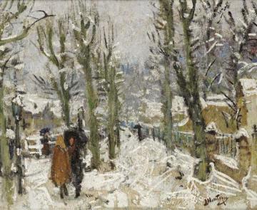 Snowy Landscape Artwork by Pierre Eugène Montézin